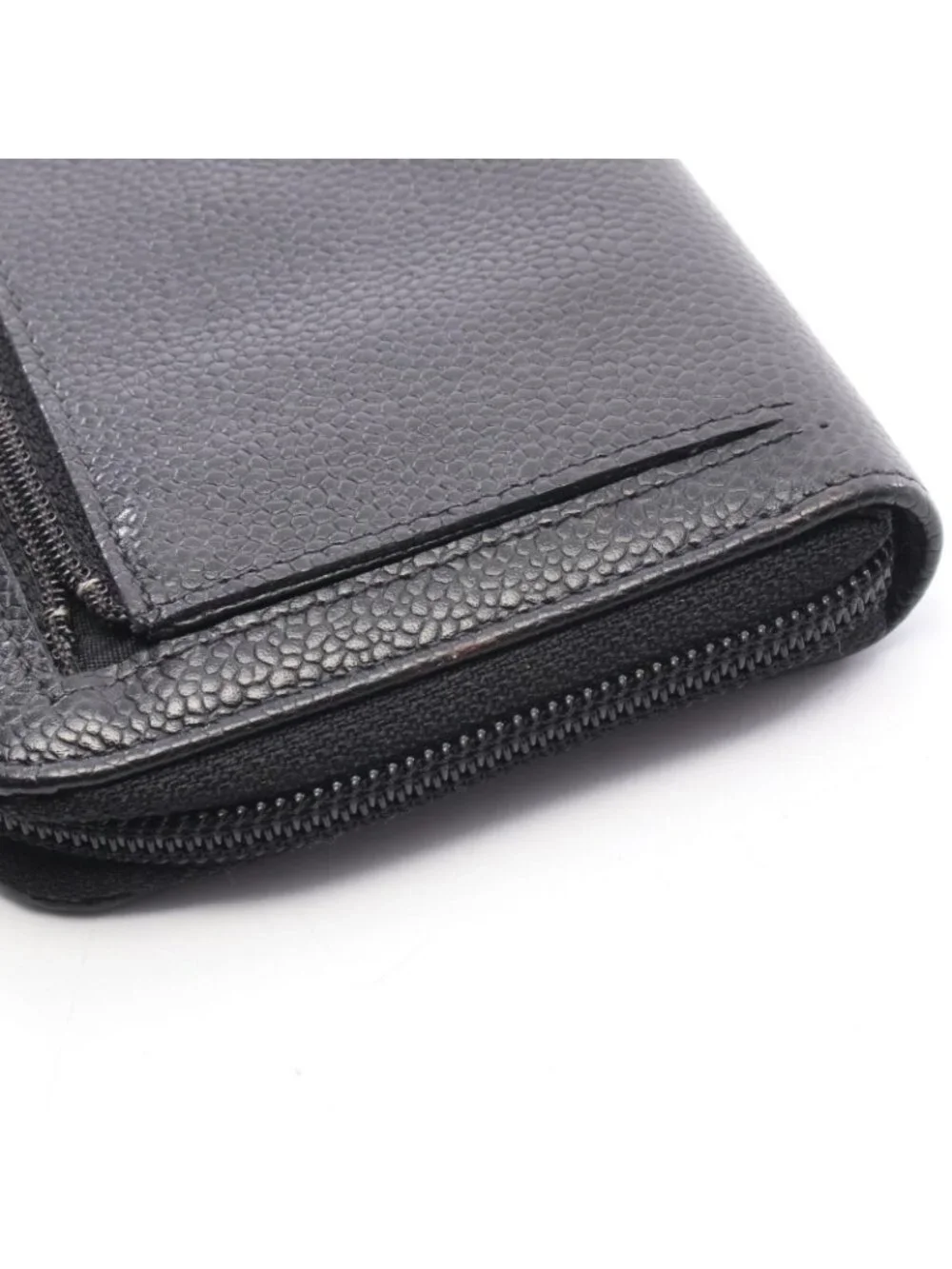 Chanel Round Wallet CC Logo Black Caviar Leather